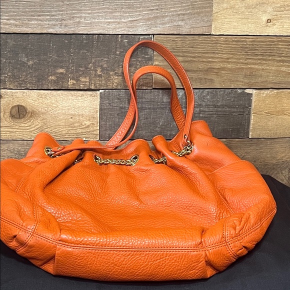 Michael Kors Orange/Rust Leather Hobo Shoulder Bag with gold hardware - Picture 13 of 16